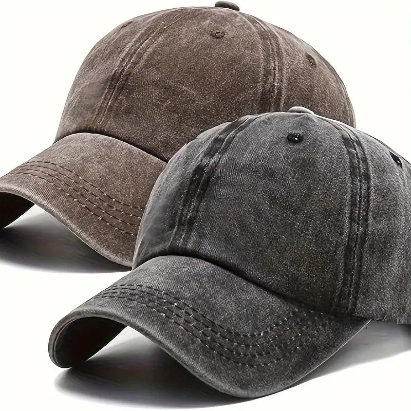 2pcs Vintage Washed Denim Baseball Caps