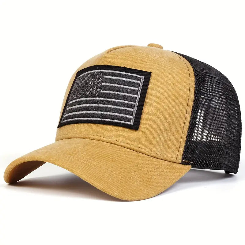 American Flag Washed Baseball Cap