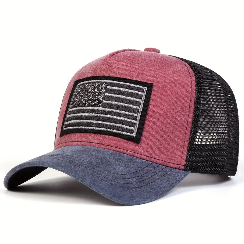 American Flag Washed Baseball Cap